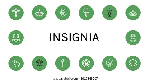 insignia simple icons set. Contains such icons as Scepter, Crown, Shield, Fleur de lis, Lion, Sceptre, Medicine symbol, Badge, can be used for web, mobile and logo