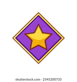 insignia star badge cartoon. honor symbol, achievement pin, medal distinction insignia star badge sign. isolated symbol vector illustration