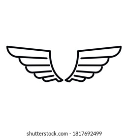 Icono de alas de insignia. Icono de vector de alas de contorno para diseño web aislado en fondo blanco