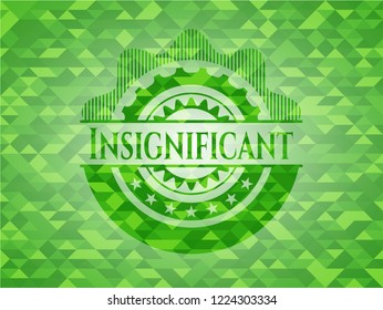 Insignificant green emblem. Mosaic background