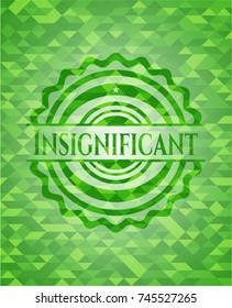 Insignificant green emblem with triangle mosaic background