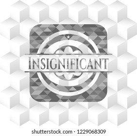 Insignificant realistic grey emblem with geometric cube white background