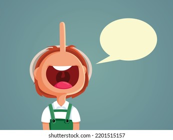 
Insincere Boy Telling Lies Vector Cartoon Character. Liar child saying made-up things to get attention and advantages
