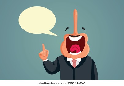 
Insincere Corrupt Politician Telling Lies Vector Cartoon Illustration. Lying political candidate promising dishonest things in electoral campaign speech
