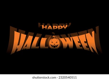 Inskription Happy Halloween with pumpkin.