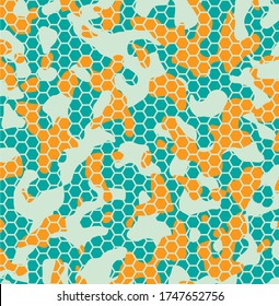 Insole Random dots Orange and light blue mesh Camouflage type Organic shapes