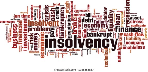 Insolvency word cloud concept. Collage made of words about insolvency. Vector illustration