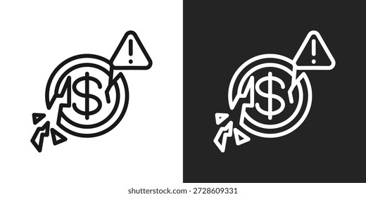 Insolvens Symbol in schwarz-weißer Linie