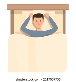 Schlafzimmersymbol, Cartoon-Vektorgrafik. Mädchenerkrankung. Nachtspannung