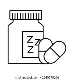 Insomnia bottle drugs with z letters line style icon vector illustration design