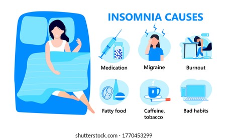 Causes Insomnia Infographic Stress Health Problem Stock Vector (Royalty ...