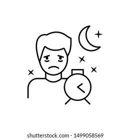 Insomnia, depressive, man, sleep icon. Element of allergy icon