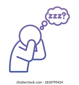 insomnia design, pictogram Man Suffers From Lack Of Sleep icon over white background, gradient style, vector illustration