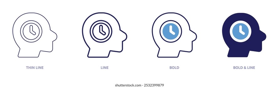 Insomnia guide icon in 4 different styles. Thin Line, Line, Bold, and Bold Line. Duotone style. Editable stroke.