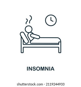 Insomnia icon. Line element from psychotherapy collection. Linear Insomnia icon sign for web design, infographics and more.