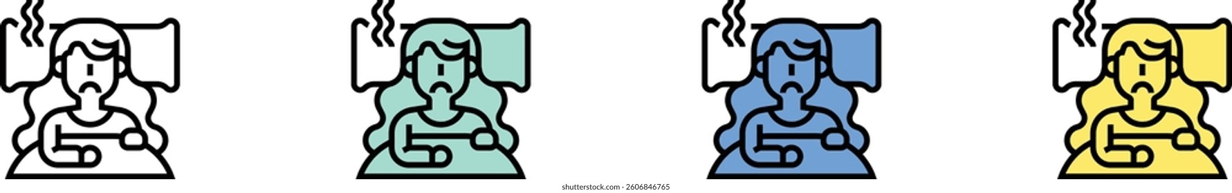 insomnia icon. Outline, Green, Blue and Yellow Style Design Isolated On White Background