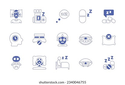Insomnia icon set. Duotone style line stroke and bold. Vector illustration. Containing insomnia, sleeping pills, drug, tired.