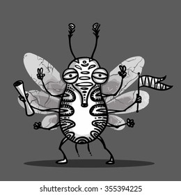 insomnia insect  isolated on grey