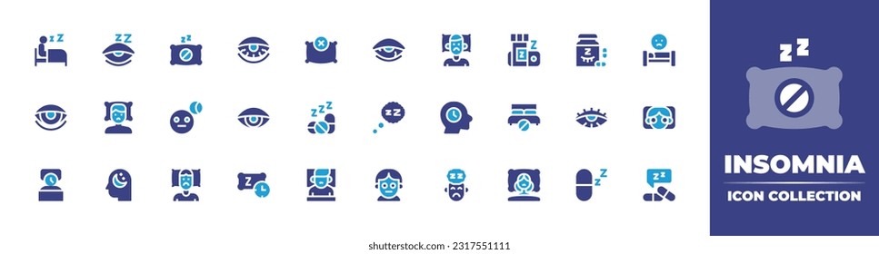 Insomnia line icon collection. Editable stroke. Vector illustration. Containing insomnia, sleepy, sleeping pills, sleepless, sleepiness, tired, sleep, drug.