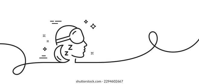 Insomnia Linie Symbol. Kontinuierlich eine Linie mit curl. Schlafende Schutzbrille Schild. Nachtschlaflosigkeit Symbol. Schlaflosigkeit, einfache Rahmenband. Loop-Kurve Muster. Vektorgrafik