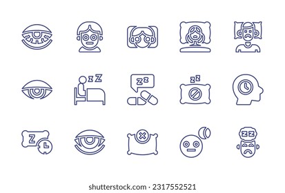 Insomnia line icon set. Editable stroke. Vector illustration. Containing insomnia, tired, sleeping pills, sleep, sleepiness.