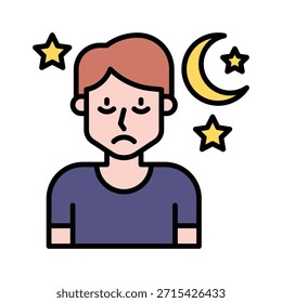 Insomnia man Avatar Vector Illustration, Filled Style Icon