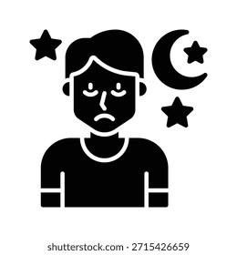 Insomnio hombre Avatar Ilustración vectorial, Icono de estilo sólido