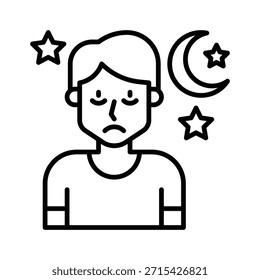 Insomnia man Avatar Vector Illustration, Line Style Icon