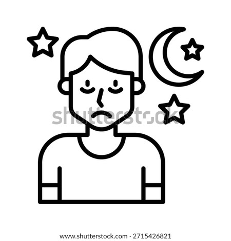 Insomnia man Avatar Vector Illustration, Line Style Icon