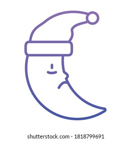 insomnia moon with sleep hat over white background, gradient style, vector illustration