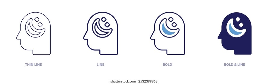 Insomnia night icon in 4 different styles. Thin Line, Line, Bold, and Bold Line. Duotone style. Editable stroke.