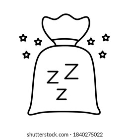 Insomnia powders bag and z letters line style icon vector illustration design
