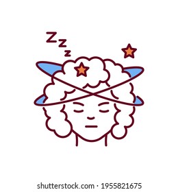 Insomnia RGB Color Icon. Sleep Disorder. Problem With Falling And Staying Asleep. Medical Condition. Feeling Exhaustion And Fatigue. Mental Illness. Serious Sleep Issues. Isolated Vector Illustration