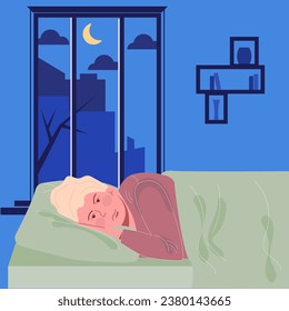 Insomnio, concepto de trastorno del sueño. El hombre está despierto