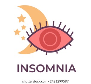 Insomnio problemas de sueño de descanso concepto de icono logo. Ilustración de diseño gráfico plano vectorial
