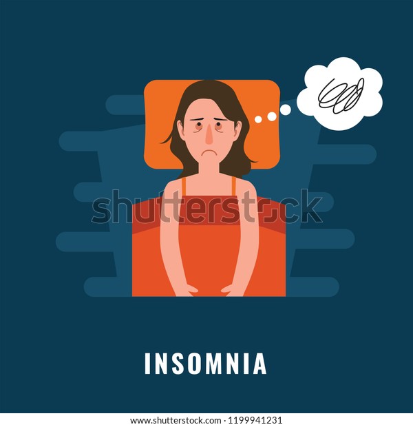不眠症 睡眠障害のイラスト のベクター画像素材 ロイヤリティフリー
