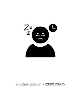 insomnia solid icon black solid vector with mental health theme