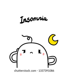 Insomnia Symptom Of Pregnancy Hand Drawn Illustration With Cute Marshmallow Cartoon Minimalism