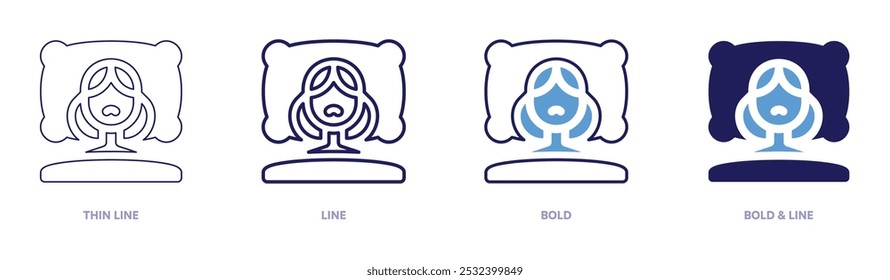 Insomnia therapy icon in 4 different styles. Thin Line, Line, Bold, and Bold Line. Duotone style. Editable stroke.