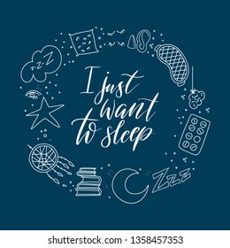 Insomnia thin line icons set. Outline sign of sleep. Icon collection. Simple insomnia black symbol isolated on white. Vector Illustration.