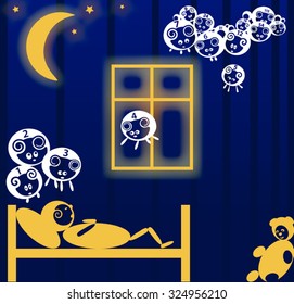 Insomnia, Vector illustration