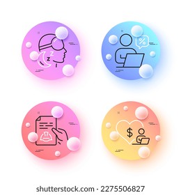 Insomnia, Volunteer and Technical documentation minimal line icons. 3d spheres or balls buttons. Online discounts icons. For web, application, printing. Vector