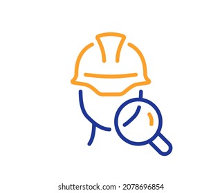 Inspeccionar el icono de la línea. Signo de calidad del generador. Símbolo de verificación del constructor. Concepto colorido del contorno de línea delgada. Icono de inspección de estilo lineal. Trazo editable. Vector