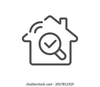 Überprüfen Sie das Zeilensymbol. Qualitätszeichen des Gebäudes. Symbol für die Bauprüfung. Qualitätsdesign-Element. Symbol für Linienführung. Bearbeitbarer Strich. Vektorgrafik