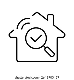 Inspect line icon. Continuous one line with curl. Building quality sign. Construction verification symbol. Inspect single outline ribbon. Loop curve pattern. Vector