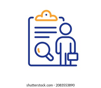 Inspect line icon. Quality research sign. Verification review list symbol. Colorful thin line outline concept. Linear style inspect icon. Editable stroke. Vector