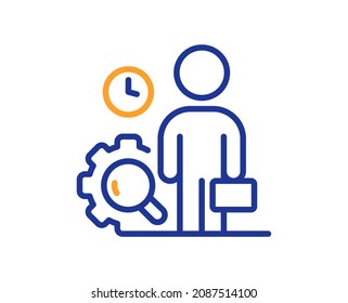 Inspect line icon. Quality research sign. Person verification symbol. Colorful thin line outline concept. Linear style inspect icon. Editable stroke. Vector