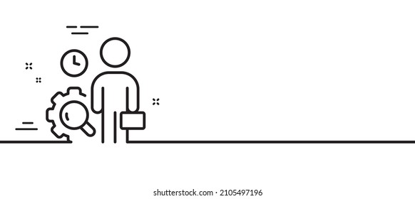 Inspect line icon. Quality research sign. Person verification symbol. Minimal line illustration background. Inspect line icon pattern banner. White web template concept. Vector