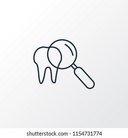 Inspect tooth icon line symbol. Premium quality isolated magnifying element in trendy style.