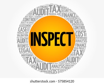 INSPECT word cloud collage, business concept background